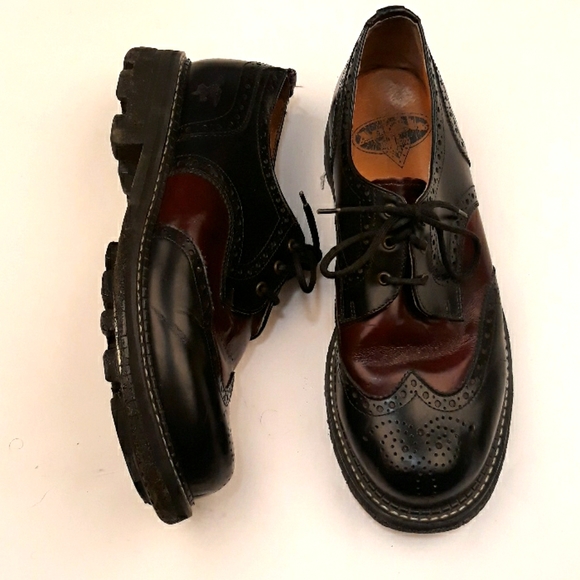 John Fluevog Other - JOHN FLUEVOG Maroon Black Leather Ankle Boots 10